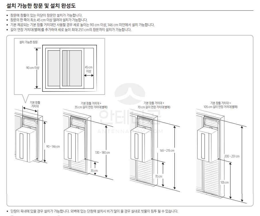창문형 에어컨 설치 가능 창문 / 설치 불가능한 경우 정리 (LG, 삼성, 위니아, 파세코) 25