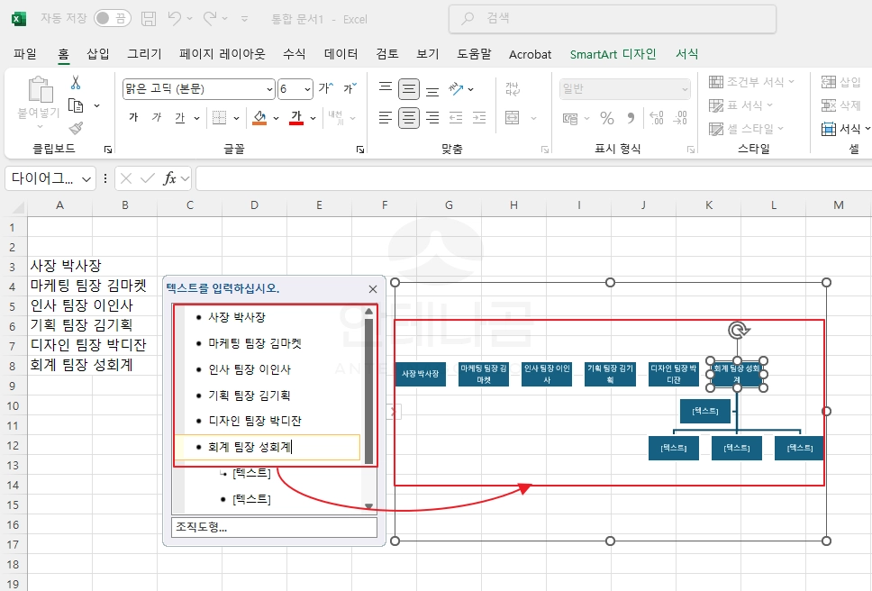 변경된 조직도 형태