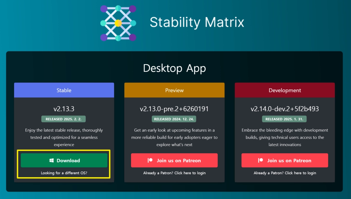 Stability Matrix 다운로드