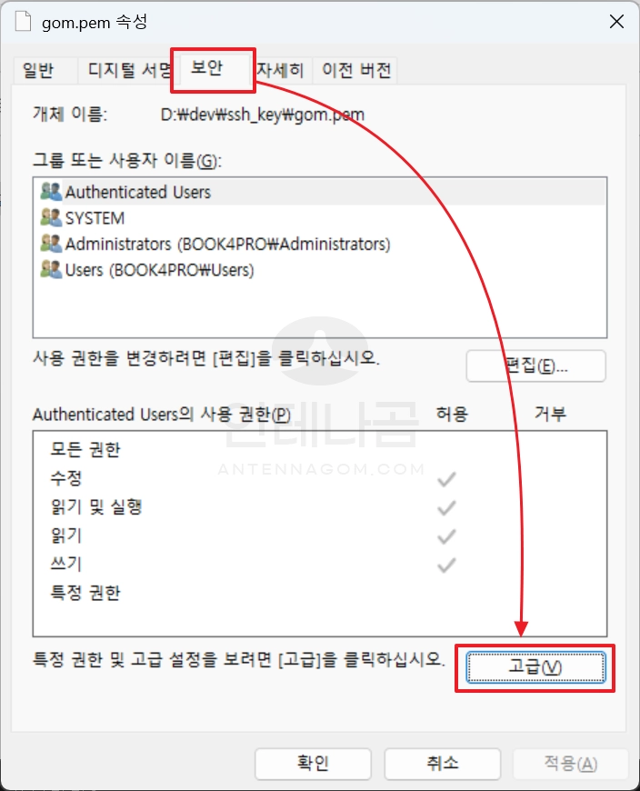 고급 버튼 클릭
