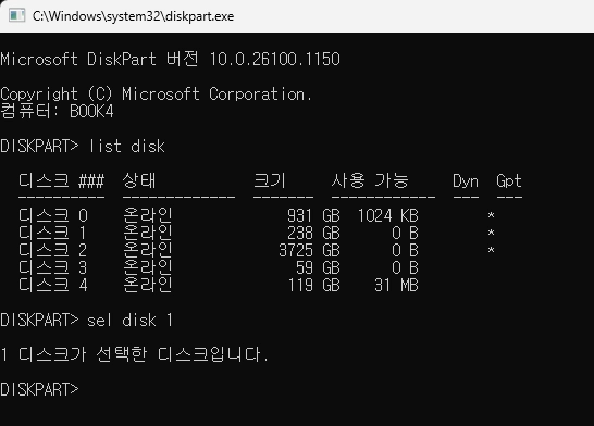 sel disk 1