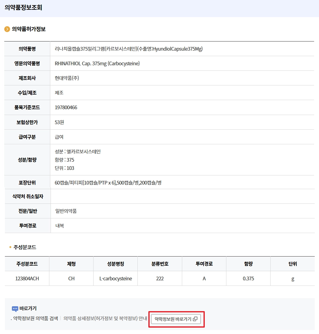 의약품 정보 조회