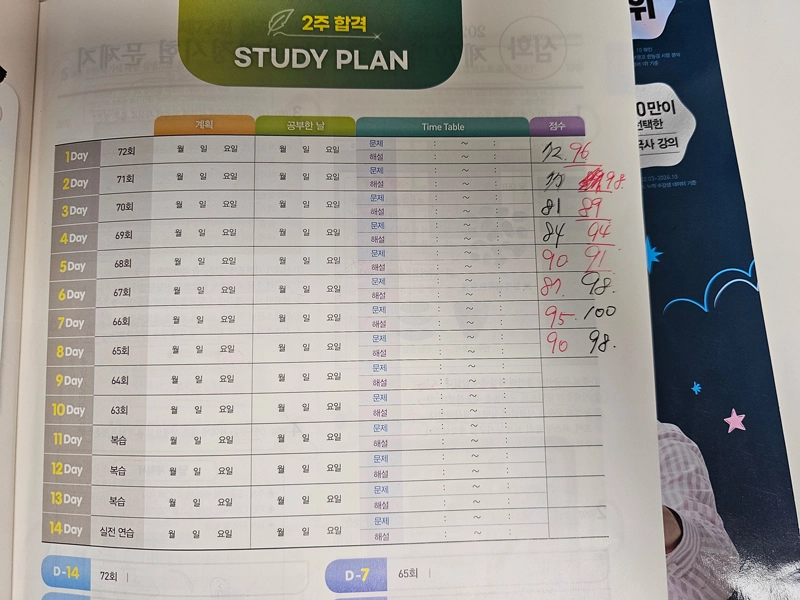 올라가는 모의고사 점수