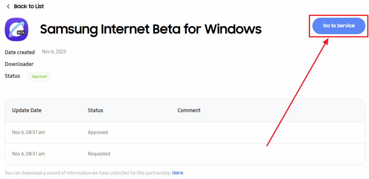 삼성 인터넷 베타 프로그램으로 가기