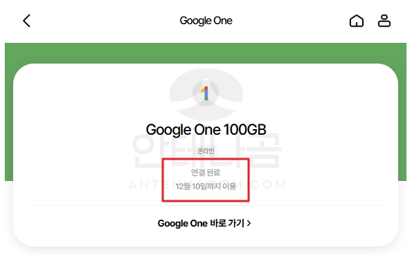 구글 원 계정 연결 확인