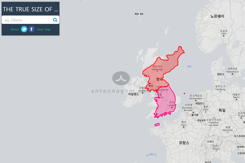 국가별 실제 면적 비교 사이트 / 우리나라는 어느 정도 크기일까? 28