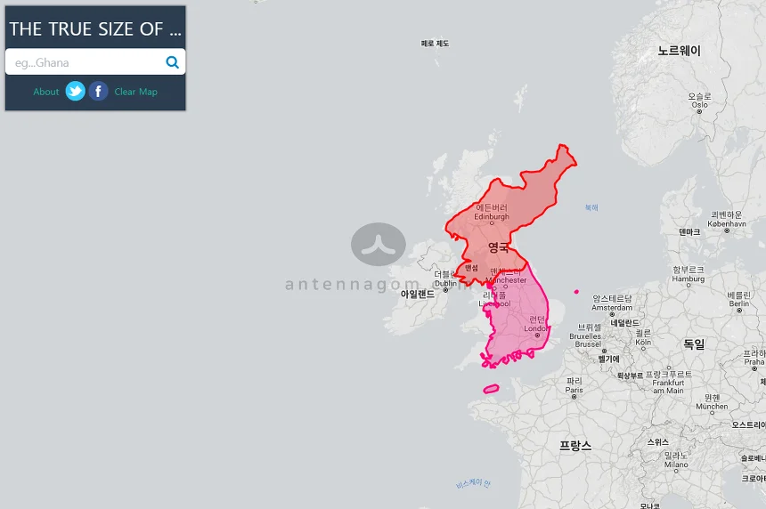 국가별 실제 면적 비교 사이트 / 우리나라는 어느 정도 크기일까? 6